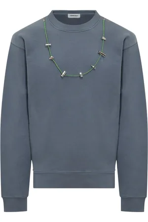 AMBUSH Sweathshirts & Hoodies, Herre, Blå, S, Uld, Hyggelig Striktrøje med Halskæde Detalje