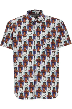Comme des Garçons Skjorte, Herre, Flerfarvet, L, Uld, Multifarvet skjorte med kontrastprint