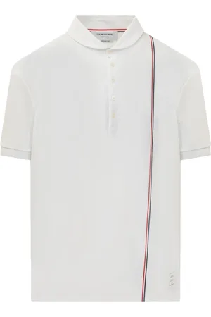 Thom Browne Top, Herre, Hvid, L, Bomuld, Rib Cuff Polo Shirt