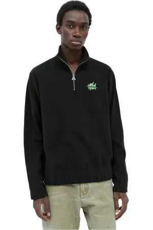 CARNE BOLLENTE Sweathshirts & Hoodies, Herre, Sort, XS, Uld, Hyggelig Fleece Quarter-Zip Sweatshirt