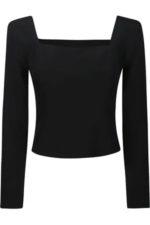 FEDERICA TOSI Bluser & Skjorter, Dame, Sort, S, Uld, Elegant Square Neck Sweater