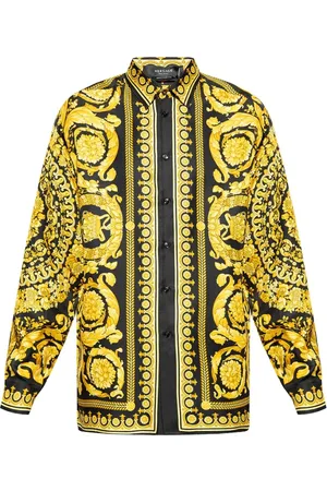 VERSACE Skjorte, Herre, Gul, L, Silkeskjorte
