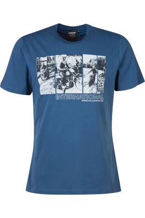 Barbour Top, Herre, Blå, XL, Bomuld, Vintage Grafisk Print T-Shirt