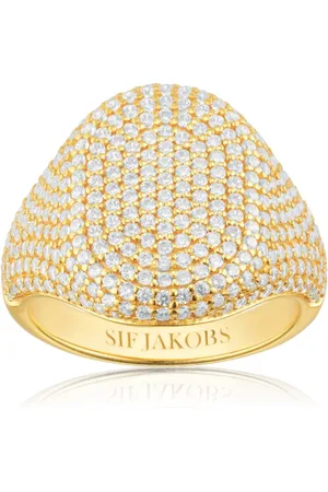 Sif Jakobs Tilbehør, Dame, Gul, 58 MM, Uld, Guldbelagt Statement Ring med Zirconias