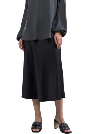 Ahlvar Gallery Nederdel, Dame, Sort, L, Satin, Satin Bias Cut Midi Nederdel