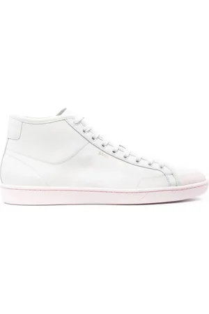Saint Laurent Sko, Herre, Hvid, 43 EU, Uld, Hvid/Rose Logo Mid-Top Sneakers