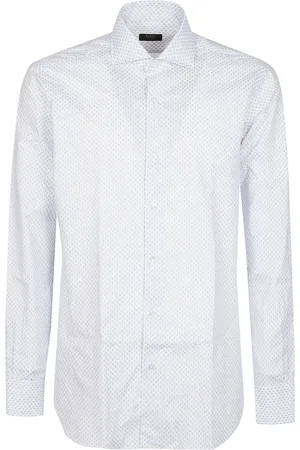 BARBA Skjorte, Herre, Hvid, 2XL, Bomuld, Hvid/Blå Hals Skjorte