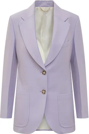 Victoria Beckham Jakke, Dame, Lilla, 2XS, Elegant Blazer med enkelt knap
