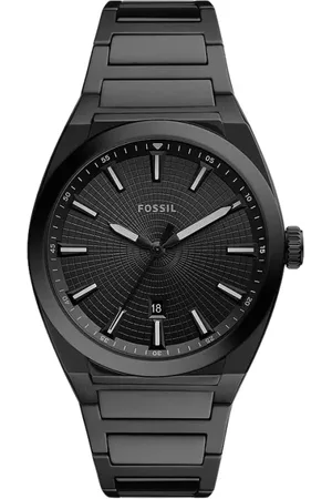 Fossil Tilbehør, Herre, Sort, ONE SIZE, Uld, Everett 3-Hand Sort Rustfrit Stål Ur