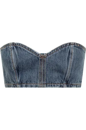 Monot Top, Dame, Blå, S, Denim, Sødt Denim Bandeau Top