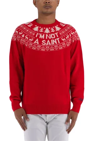 MC2 SAINT BARTH Strik, Herre, Rød, L, Reindeer Knitwear Sweater
