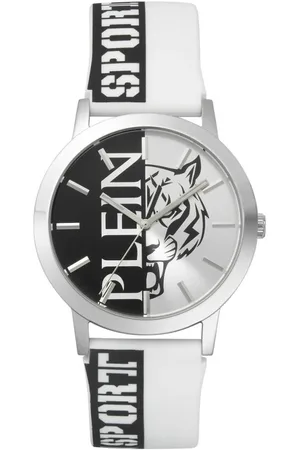 Philipp Plein Tilbehør, Herre, Flerfarvet, ONE SIZE, Uld, Legend Ur Sort-Hvid Silikone Rem