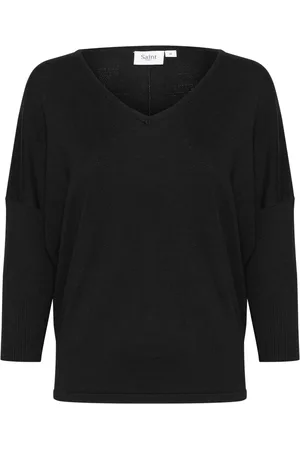 Saint Tropez Strik, Dame, Sort, S, V-hals Strik Pullover Letvægtskvalitet