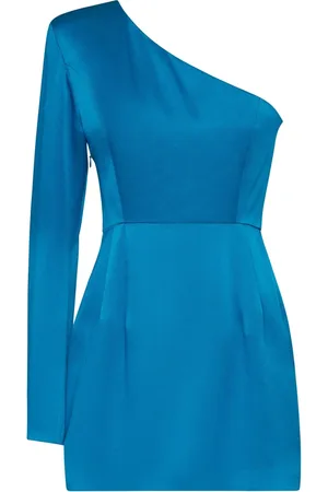 MVP Wardrobe Kjole, Dame, Blå, XS, Uld, One-shoulder Mini Kjole i Citron