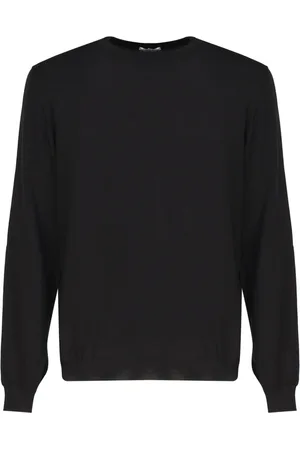 Malo Sweathshirts & Hoodies, Herre, Sort, L, Cashmere, Luksuriøs Crew Neck Silke Sweater