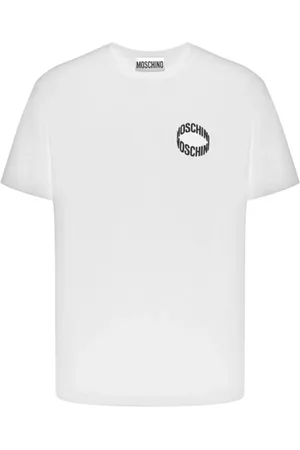 Moschino Top, Herre, Hvid, XL, Bomuld, Kortærmet T-shirt med Logo