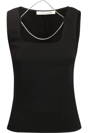 1017 ALYX 9SM Top, Dame, Sort, XS, Sort Ærmeløs Top med Firkantet Halsudskæring