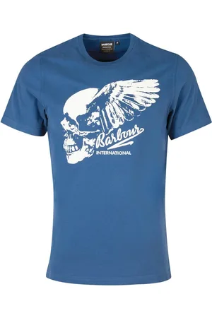 Barbour Top, Herre, Blå, M, Bomuld, Grafisk Print T-Shirt