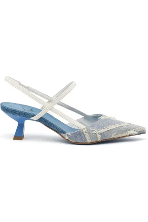 ROBERTO FESTA Sko, Dame, Blå, 36 EU, Læder, Jeans Stof Slingback Sko