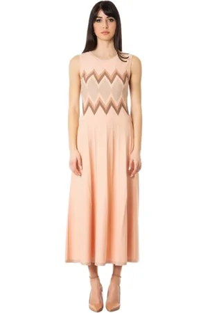 D.EXTERIOR Kjole, Dame, Lyserød, M, Polyester, Midi Kjole med Diamantmønster