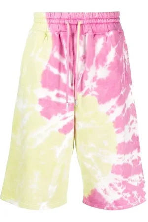 GCDS Shorts, Herre, Lyserød, M, Bomuld, Rød Tie-Dye Bermuda Shorts