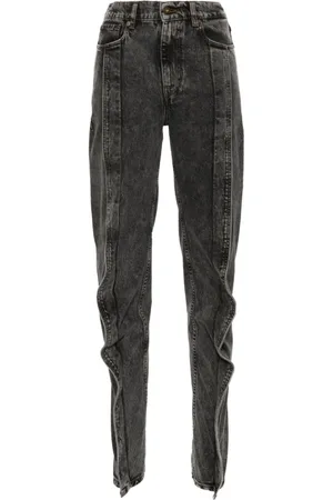 Y / PROJECT Jeans, Dame, Sort, W27, Bomuld, Sort Højtaljede Tapered Leg Jeans