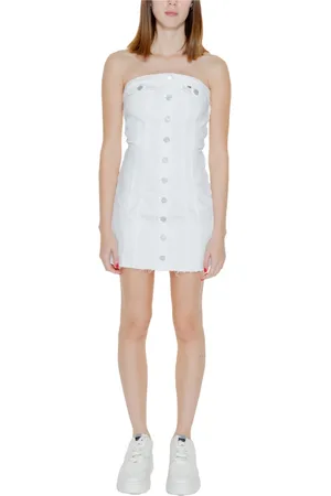 Tommy Hilfiger Kjole, Dame, Hvid, L, Bomuld, Kort Kjole Mini Bustier