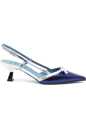 ROBERTO FESTA Sko, Dame, Blå, 38 EU, Læder, Blå og Sølv Læder Slingback Sko