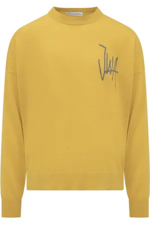 J.W.Anderson Strik, Herre, Gul, XS, Uld, Jacquard Crewneck Sweater