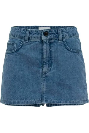 MVP Wardrobe Nederdel, Dame, Blå, XS, Denim, Vintage Denim Miniskirt Lav Talje Logoet Knap