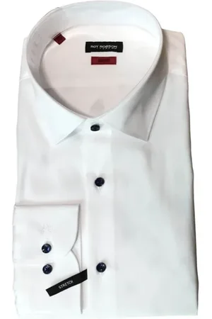Roy Robson Skjorte, Herre, Blå, L, Bomuld, Hvid Slim Fit Formel Skjorte