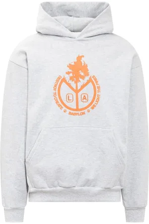BABYLON Sweathshirts & Hoodies, Herre, Grå, XL, Uld, Logo Print Hooded Sweatshirt