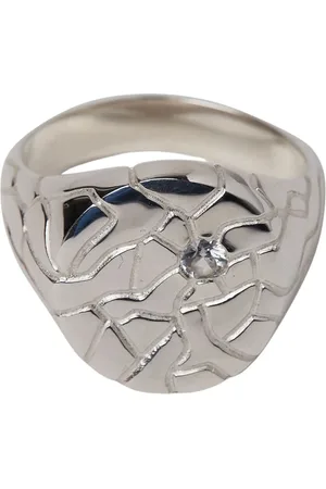 Octi Tilbehør, unisex, Grå, ONE SIZE, Sølv Signet Ring med Sten Gravering