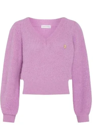 Fabienne Chapot Strik, Dame, Lilla, L, Uld, Starry V-neck Striktrøje