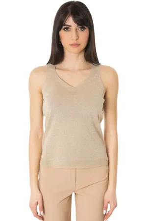 D.EXTERIOR Top, Dame, Gul, L, Polyester, Lux Corto Ærmeløs Top
