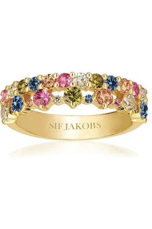 Sif Jakobs Tilbehør, Dame, Gul, 54 MM, Multifarvet Zirkonia Forgyldt Ring