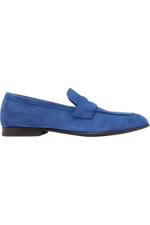 Scarosso Sko, Herre, Blå, 42 1/2 EU, Læder, Blå ruskind penny loafers