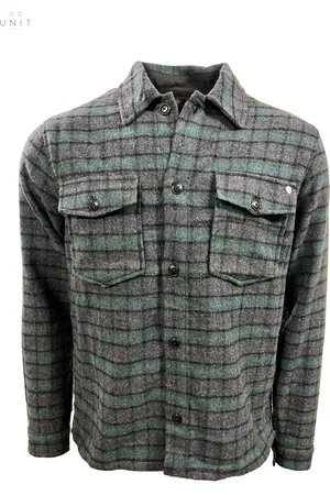 BLUE DE GENES Jakke, Herre, Blå, S, Uld, Navy Check Overshirt Stilfuld Jakke