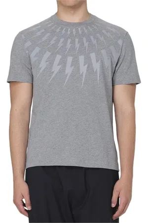 Neil Barrett Top, Herre, Grå, L, Bomuld, Lynbolt Grå T-shirt