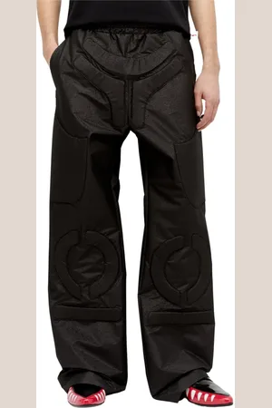 WALTER VAN BEIRENDONCK Bukser, Herre, Sort, L, Polyester, Glitter Finish Space Pants med prægede paneler