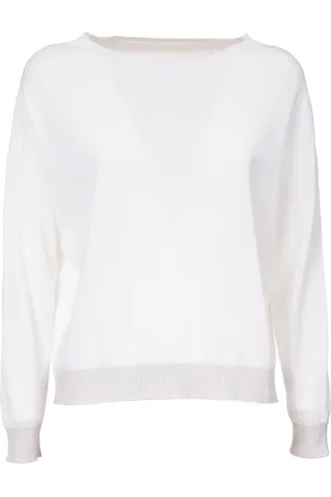 LE TRICOT PERUGIA Strik, Dame, Hvid, XS, Bomuld, Bomuld Langærmet Ribbed Top