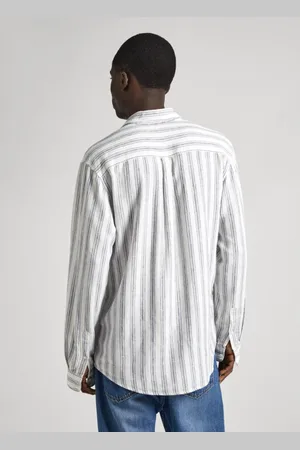 Pepe Jeans Skjorte, Herre, Flerfarvet, L, Linned, Stribet Linnedskjorte