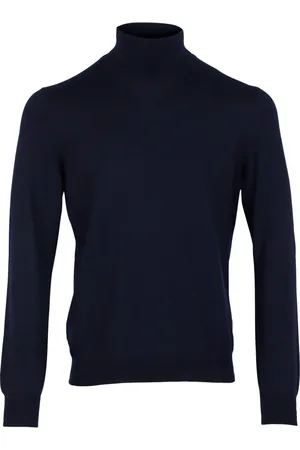 Gran Sasso Strik, Herre, Blå, 2XL, Uld, Tidløs mørkeblå turtleneck strik