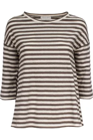 LE TRICOT PERUGIA Top, Dame, Flerfarvet, XS, Bomuld, Stribet Linned Bomuld T-shirt