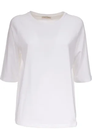 LE TRICOT PERUGIA Top, Dame, Hvid, S, Bomuld, Bomuld T-shirt 3/4 Ærme Normal Pasform