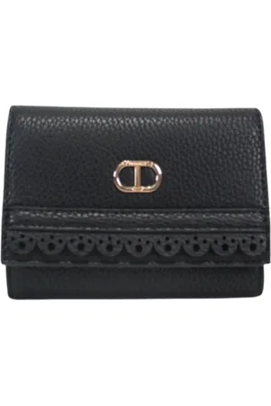 Twin-Set Tilbehør, Dame, Sort, ONE SIZE, Læder, Eco Læder Pung med Logo Clip