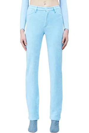 Maisie Wilen Bukser, Dame, Blå, XS, Bomuld, Strik-Stretch Bukser med Knappelukning