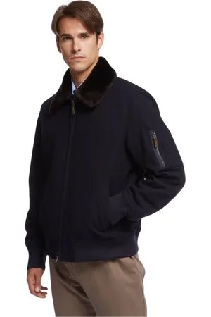 Brooks Brothers Jakke, Herre, Blå, 2XL, Uld, Uld Aviator Jakke