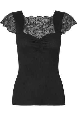 Rosemunde Bluser & Skjorter, Dame, Sort, XL, Uld, Sort Blonde Top Korte Ærmer