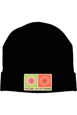 Rassvet Tilbehør, Herre, Sort, ONE SIZE, Grafisk Patch Beanie Hat